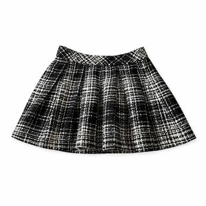 Banana Republic Plaid Tweed Mini Skirt Black White Petite 6P Preppy